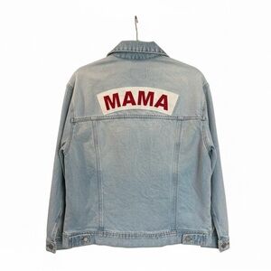 Ingrid & Isabel Light Blue Jean Jacket with Red 'MAMA' Patch